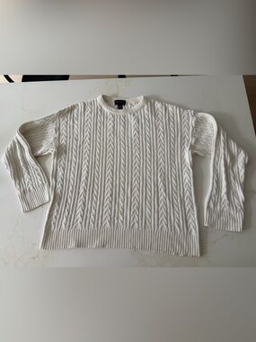 Gant White Cable-Knit Crewneck Sweater